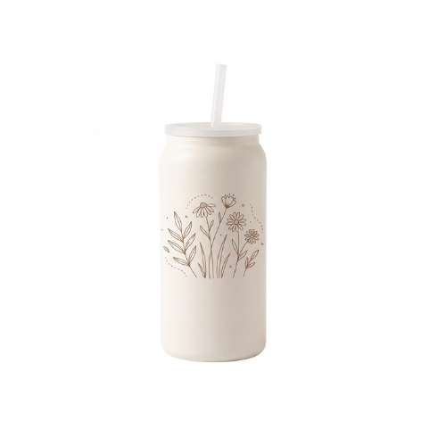 Custom Logo 16 oz Double-Wall Stainless Steel Mason Jar Tumbler with Lid and Straw